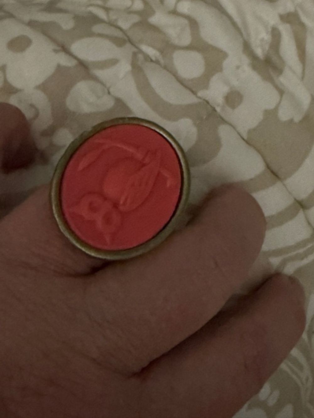 Round Coral Statement Ring